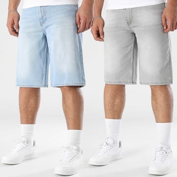LBO - 2er-Pack Baggy Jeans Shorts 3601 3599 Denim Blau Grau